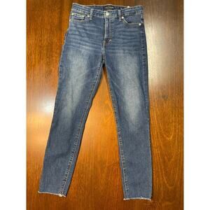 Lucky Brand Bridgette Skinny Ankle Women’s 6/28 Blue Denim Jean Raw Hem Casual